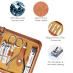 FAMILIFE 13-Piece Manicure Set with Brown Leather Case - Image 3