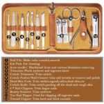 FAMILIFE 13-Piece Manicure Set with Brown Leather Case - Image 4