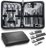 Manicure Pedicure Kit Professional 30pcs Complete Nail Care kit，fingernail and toenail Clippers and Manicure kit for Men with Travel Deluxe Beauty Tools Convenience Set (Black)