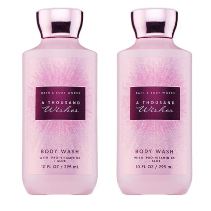 Bath & Body Works A Thousand Wishes Body Wash, Nourishing Cleanser with Pro-Vitamin B5 & Aloe, Prosecco & Peony Scent, Gentle for Daily Use, 10 fl oz - 2 Pack