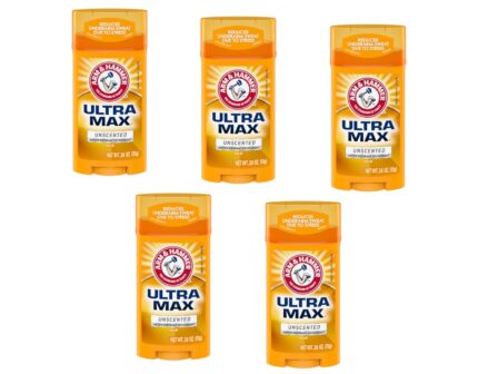ARM & HAMMER ULTRA MAX Solid Antiperspirant Deodorant, Wide Stick, Unscented, 2.6 oz. (Pack of 5)