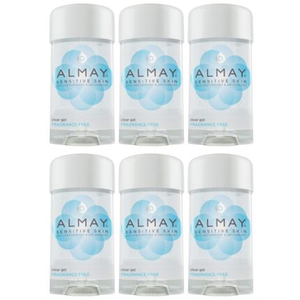 Almay Sensitive skin Clear Gel, Anti-Perspirant & Deodorant, Fragrance Free, 2.25-Ounce Stick (Pack of 6)