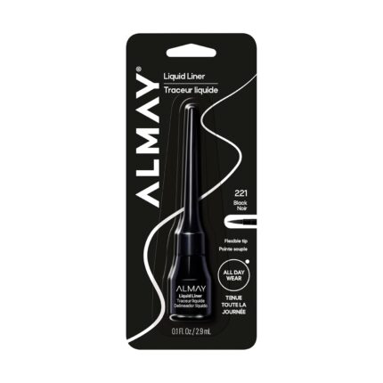 Almay Liquid Eyeliner, Waterproof, Fade-Proof Eye Makeup, Easy-to-Apply Liner Brush (Packaging May Vary), 221 Black