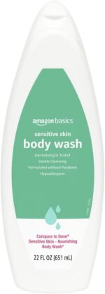 Amazon Basics Hypoallergenic Body Wash for Sensitive Skin, Creamy Lather, Paraben Free, 22 fl oz (1-Pack)