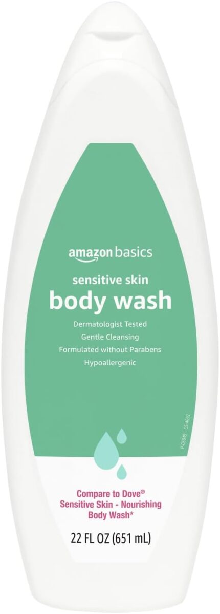 Amazon Basics Hypoallergenic Body Wash for Sensitive Skin, Creamy Lather, Paraben Free, 22 fl oz (1-Pack)