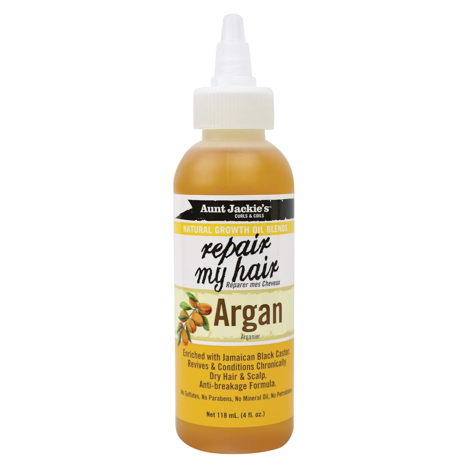 Aunt Jackie's Oil: Revive, Repair, and Condition Dry Hair Aunt Jackie's Natural Growth Oil Blends Repair My Hair - Argan, Revives and Conditions Chronically Dry Hair and Scalp, Anti-Breakage Formula, 4 oz