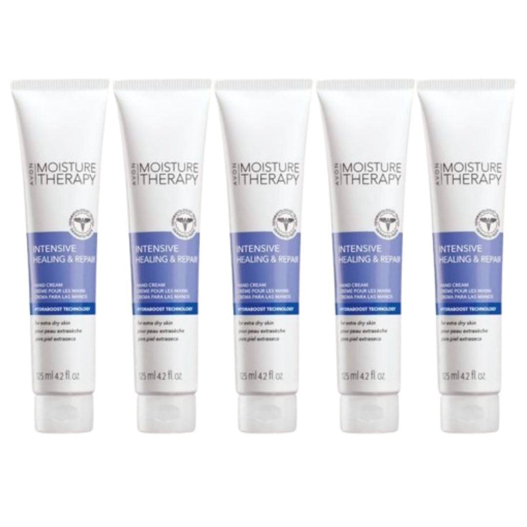 Avon Moisture Therapy Hand Cream Pack: Deep Hydration & Repair Avon Moisture Therapy Intensive Healing & Repair Hand Cream for Women & Men – Pack of 5, Deep Hydration Hand Moisturizer for Dry Cracked Skin, Hypoallergenic & Fragrance-Free, 4.2 oz Each