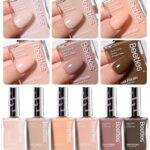 Beetles Nude Nail Polish Set Coconut Mousse 6Pcs, Pink Nail Fast Drying Long Lasting Neutral Brown Red Burgundy Dark Lacquer Glossy for Salon-Quality Results