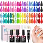 Beetles Summer Gel Nail Polish Kit - Island Holiday 36 Colors Neon Yellow Orange Hot Pink Glitter Gel Polish with Base Top Coat Matte Top Coat, Soak Off UV LED DIY Manicure Gift for Women