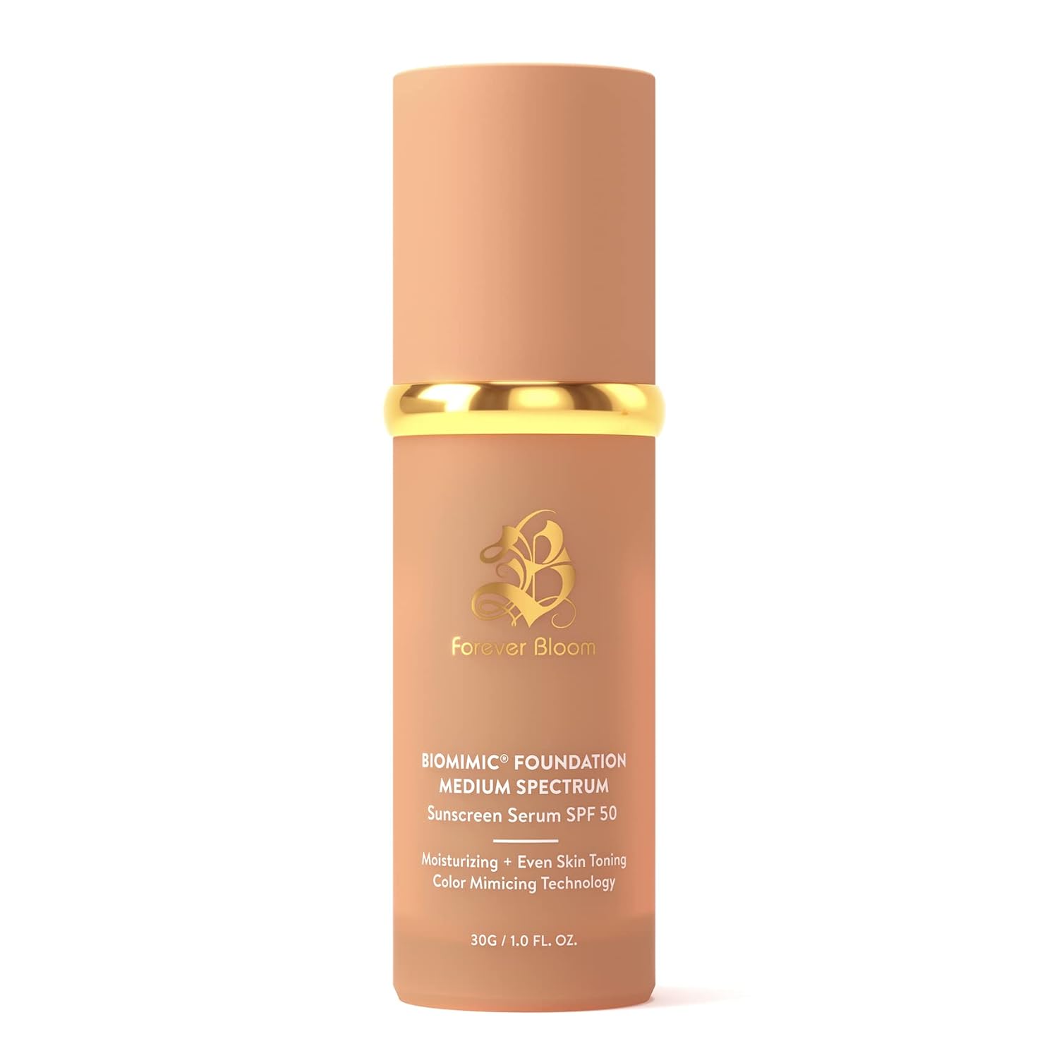 Bio Mimic Foundation SPF 50: Sun Protection for Sensitive Skin Bio Mimic Foundation Medium Spectrum by Forever Bloom; Protecting from Sun with SPF50; Foundation for Gym, Sports, Dancing Makeup for Mature & Sensitive Skin, Natural Finish Made in USA