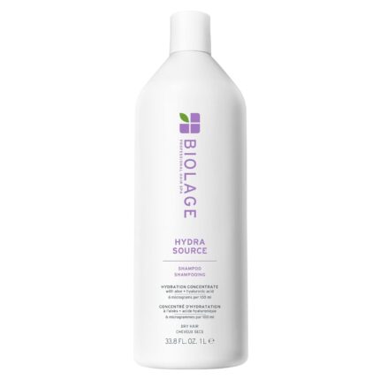 Biolage Hydra Source Shampoo - For Fine to Medium Hair, Softens, Moisturizes & Adds Shine, For Dry Hair, Infused with Micro-Filtered Aloe Vera & Fermented Hyaluronic Acid, Vegan & Paraben-Free