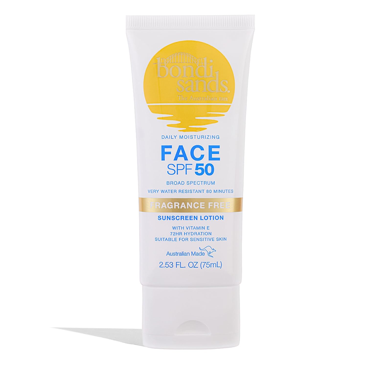 Bondi Sands Fragrance-Free SPF 50 Sunscreen for Face Bondi Sands Fragrance Free Daily Sunscreen Face Lotion SPF 50 | Hydrating UVA + UVB Protection, Non-Greasy, Gentle, Water Resistant | 2.53 Oz/75 mL