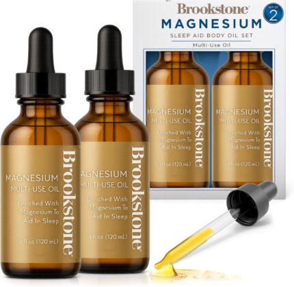 Brookstone Magnesium Oil Body Oil Set Multi-Use Magnesium Body Oil 2 Pack 4 fl oz Total 8 fl oz