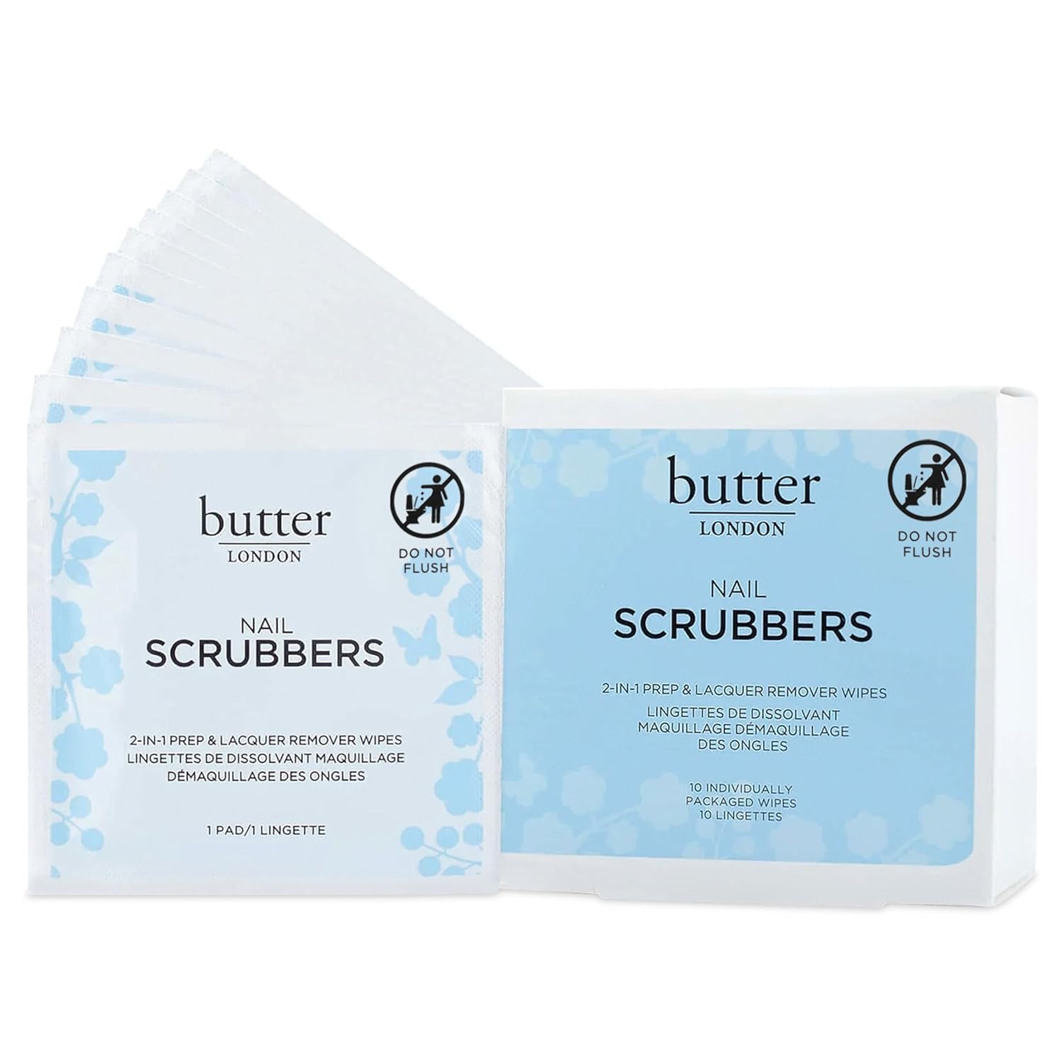 Butter LONDON 2-in-1 Nail Polish Remover Pads – Cruelty-Free butter LONDON Pre-Soaked Nail Polish Remover Pads, Nail Scrubbers - 2-in-1 Prep & Lacquer Remover Nail Wipes - Gel Fingernail Polish Remover - Cruelty-Free, Paraben-Free, & Gluten-Free
