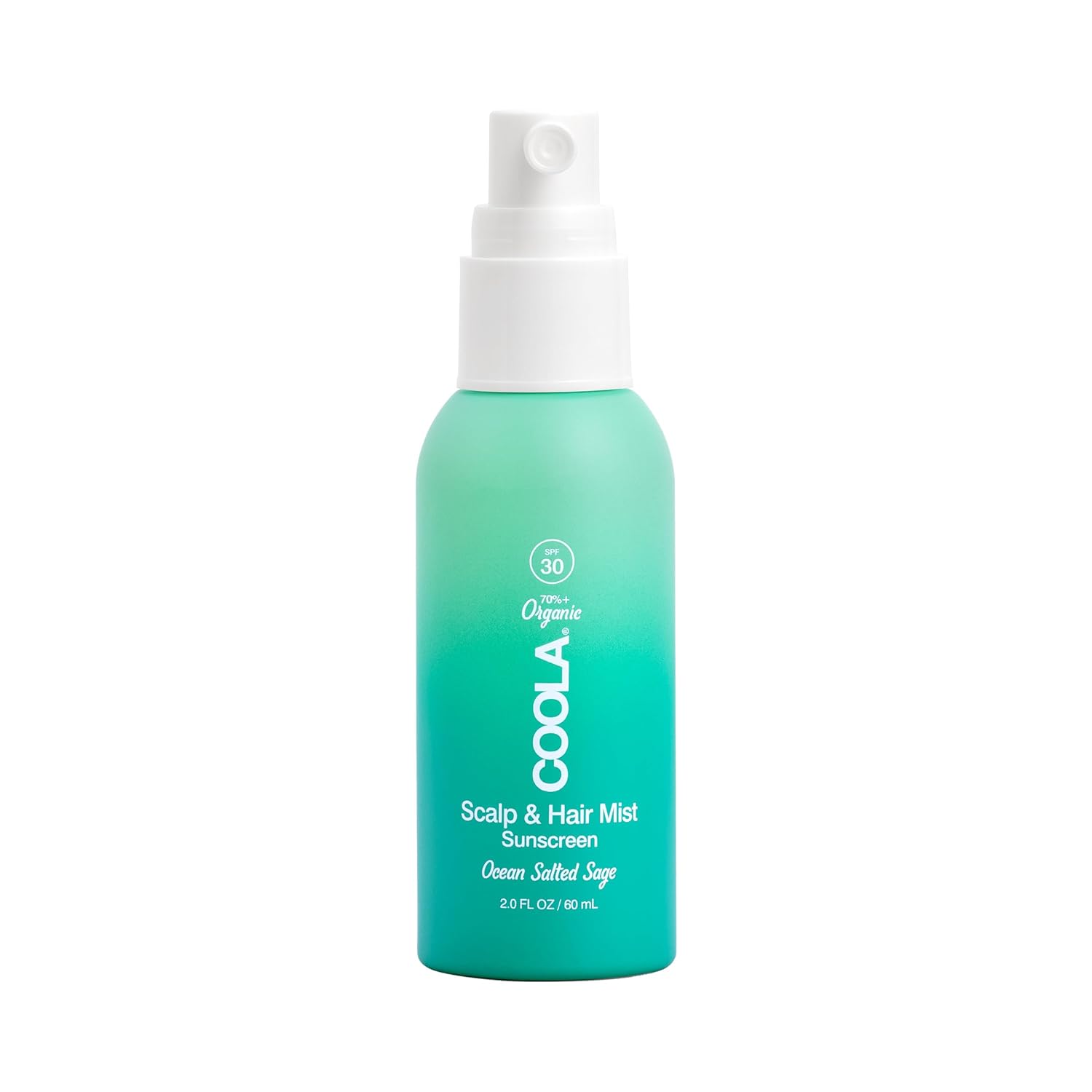 COOLA Organic SPF 30 Hair Sunscreen Spray, Vegan, 2 Fl COOLA Organic Scalp Spray & Hair Sunscreen Mist with SPF 30, Dermatologist Tested Hair Care for Daily Protection, Vegan and Gluten Free, Ocean Salted Sage, 2 Fl Oz