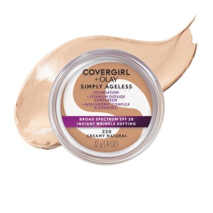 COVERGIRL & Olay Simply Ageless Instant Wrinkle-Defying Foundation, Creamy Natural 0.44 Fl Oz (Pack of 1)