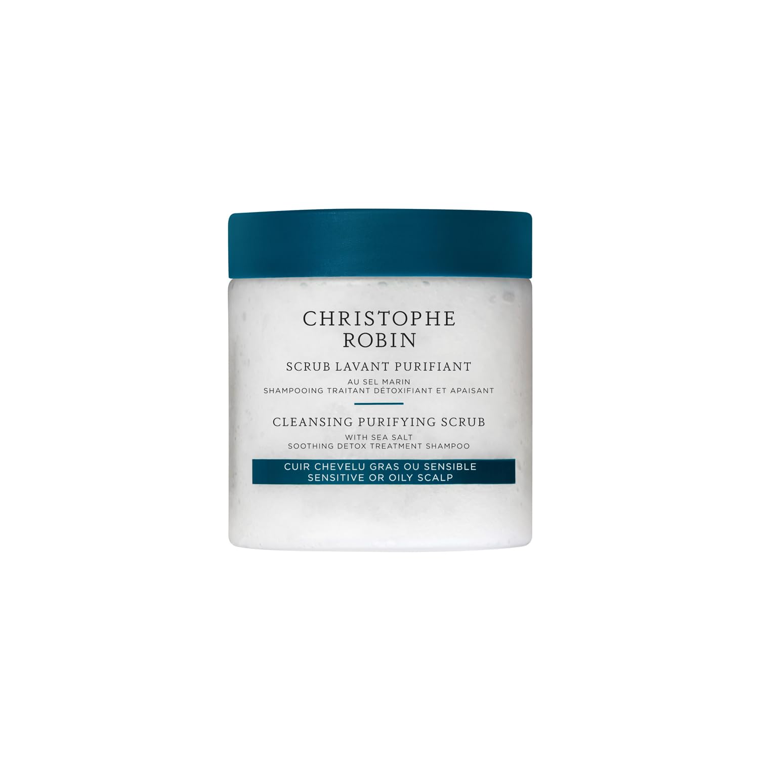 Christophe Robin Sea Salt Scrub: Detox for Oily Scalps Christophe Robin Purifying Scalp Scrub with Sea Salt – Deep-Cleansing Detox Treatment for Oily Roots & Sensitive Scalps, Removes Build-Up & Soothes Irritation