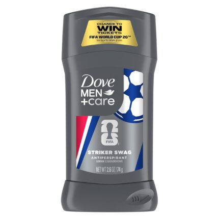 DOVE MEN + CARE Striker Swag Antiperspirant Stick – FIFA World Cup 2026 Edition, 72H Odor‑Neutralizing Protection, Skin‑Caring Formula | 2.6 oz