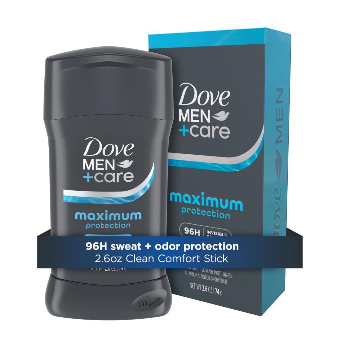 DOVE MEN+CARE 96-Hour Maximum Protection Clean Comfort Deodorant DOVE MEN + CARE Invisible Solid Stick Clean Comfort Maximum Protection Deodorant For Men 96-Hour Comfort 2.6 oz