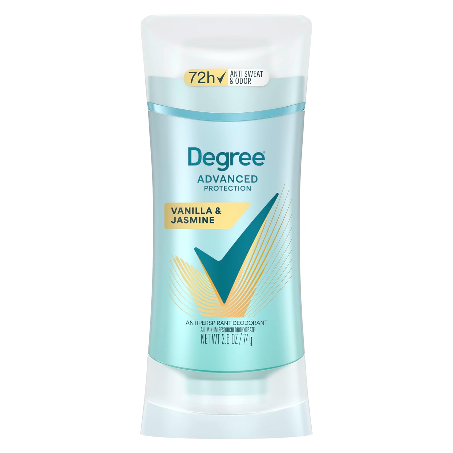 Degree Advanced Vanilla & Jasmine Antiperspirant: 72-Hour Protection Degree Advanced Protection Antiperspirant Deodorant Vanilla & Jasmine for 72-Hour Sweat & Odor Control for Women, with Body Heat Activated Technology, 2.6 oz
