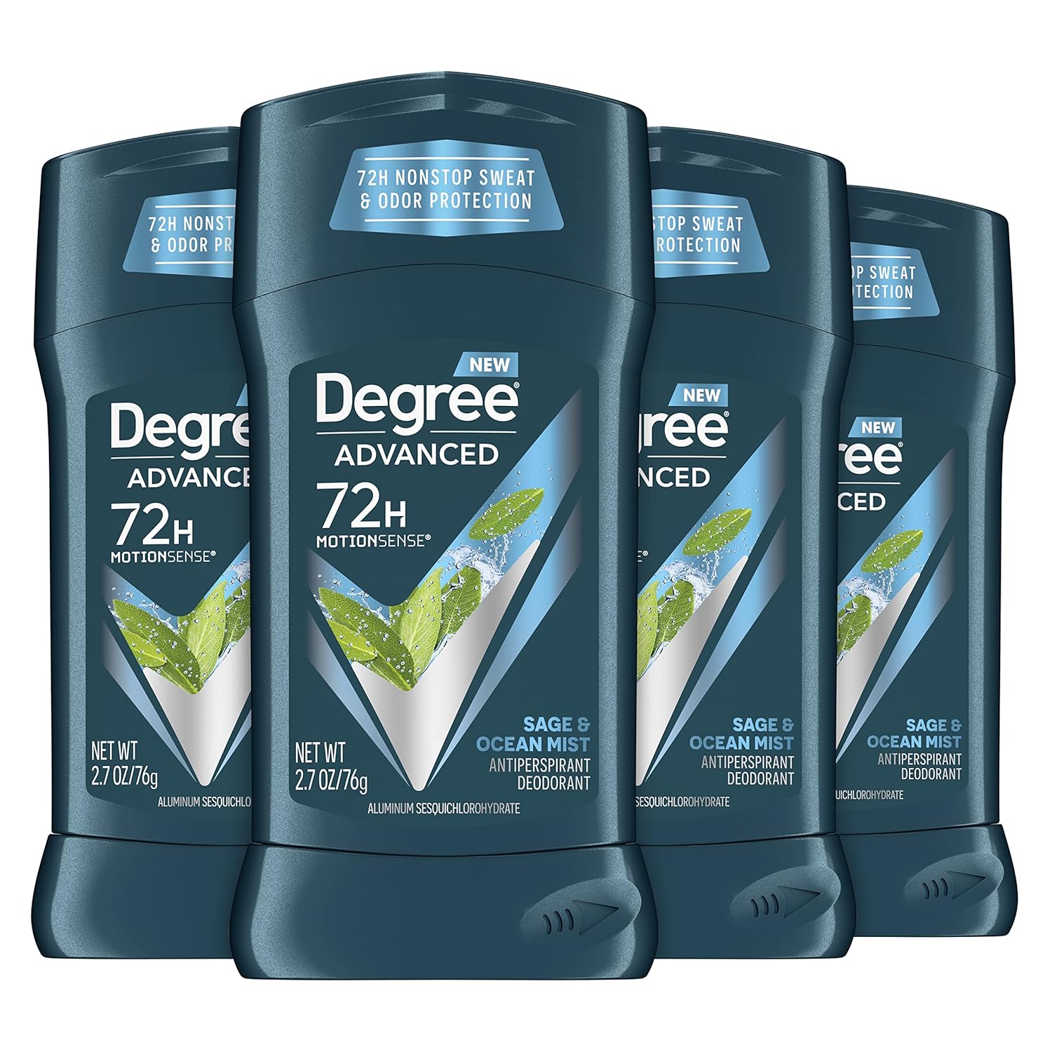 Degree Men Advanced Antiperspirant: 72-Hour Protection, Sage & Ocean Mist. Degree Men Advanced Antiperspirant Deodorant 72-Hour Sweat and Odor Protection Sage and Ocean Mist Deodorant for Men with Motionsense Technology 2.7 oz 4 Count