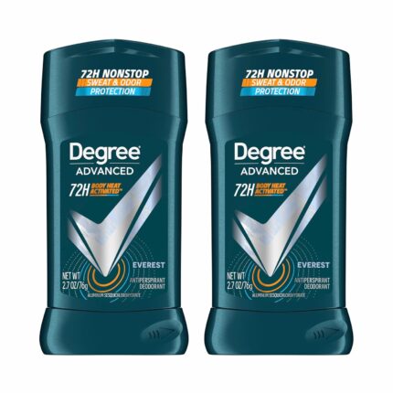 Degree Men Advanced Antiperspirant Deodorant Everest 2 Count 72-Hour Sweat and Odor Protection Antiperspirant For Men With Body Heat Activated Technology 2.7 oz