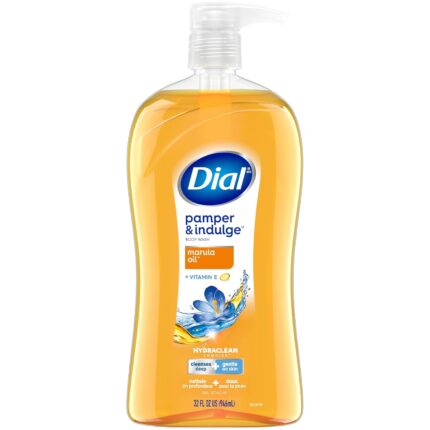 Dial Body Wash, Pamper & Indulge Marula Oil, 32 Fl Oz, Hydraclean Complex & Vitamin E, Gentle, Leaves Skin Feeling Nourished, Dermatologist-Tested, No Parabens & Sulfates