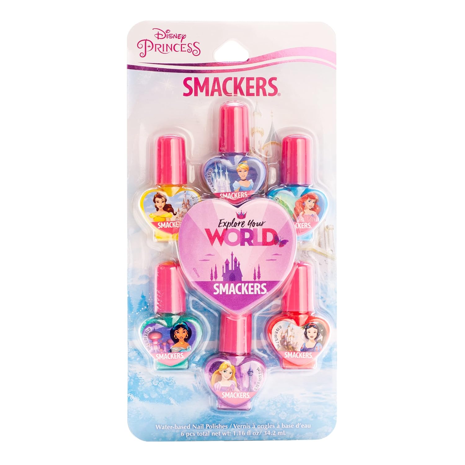 Disney Princess Lip Smacker: Fun Flavored, Hydrating Nail Polish Lip Smacker Nail Polish, 6 Moisturizing, Smoothing Soft Shine, Hydrating & Protecting Fun Flavors, Cruelty-Free & Vegan - Disney Princess