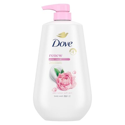 Dove 24hr Lotion Body Wash Renew Peony & Rose Oil, 30.6 oz | Hydrating body wash with MicroMoisture for 24-hour soft, healthy-looking skin