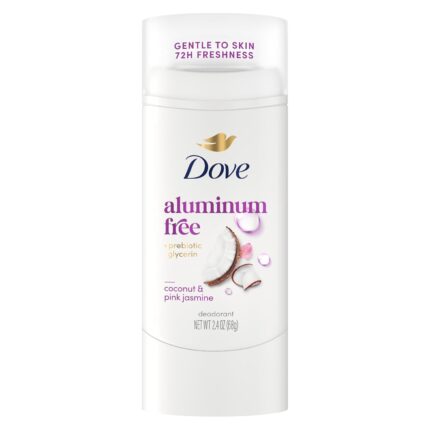 Dove Deodorant Stick for Women, Aluminum Free, 72H Odor Protection, Coconut & Pink Jasmine, 2.4 Oz