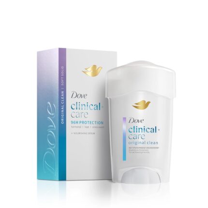 Dove Clinical + Care Antiperspirant Deodorant Stick for Women, 96H Clinical Strength Sweat & Odor Protection, With Nourishing Serum, Original Clean with Fresh Scent, 1.7 oz