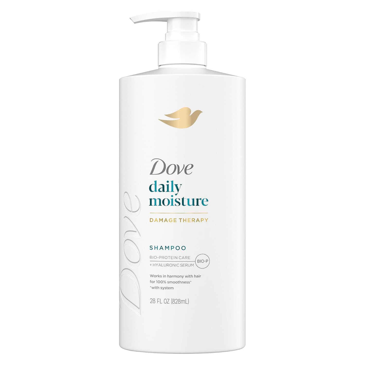 Dove Damage Therapy Shampoo: Daily Moisture for Dry Hair. Dove Damage Therapy Shampoo Daily Moisture for Dry Hair with Bio-Protein Care Technology and Hyaluronic Serum 28 Fl Oz