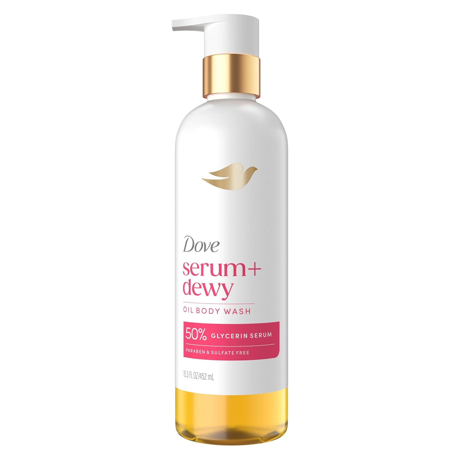 Dove Serum+ Shower Oil: Hydrating Body Wash with Coconut & Dove Serum+ Shower Oil Body Wash Dewy, Coconut & Geranium Oil, 15.3 fl oz I Hydrating shower oil body wash with glycerin serum for soft, dewy skin without greasy residue