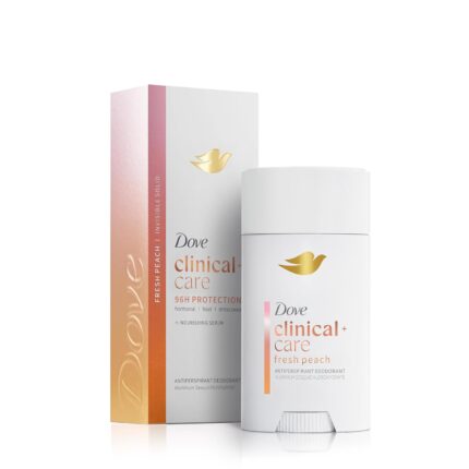 Dove Clinical + Care Antiperspirant Deodorant Stick for Women, 96H Clinical Strength Sweat & Odor Protection, With Nourishing Serum, Fresh Peach with Fruity Scent, 2.6 oz