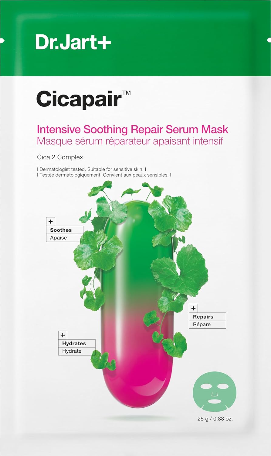 Dr. Jart+ Cicapair Sensitive Skin Serum Sheet Mask for Redness Dr.Jart+ Cicapair Sensitive Skin Serum Korean Face Mask for Redness with Centella Asiatica | Sheet Mask | Korean Skin Care