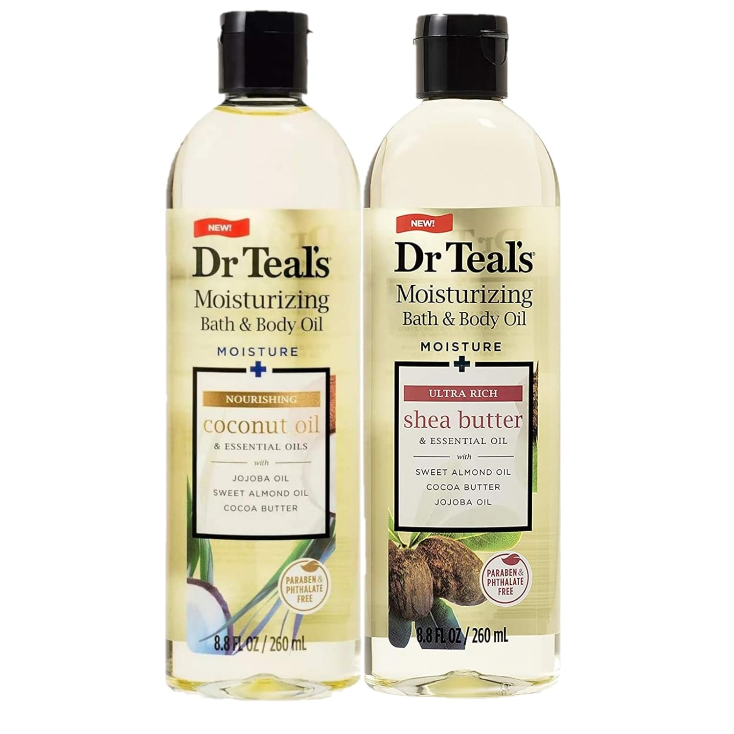 Dr. Teal's Bath & Body Oil Gift Set for Relaxation Dr. Teals Bath & Body Oil Variety Gift Set (2 Pack, 8.8oz Ea.) - Ultra Rich Shea Butter & Nourishing Coconut Oil - Essential Oils Hydrate Skin & Alleviate Daily Stress - At Home Spa Kit