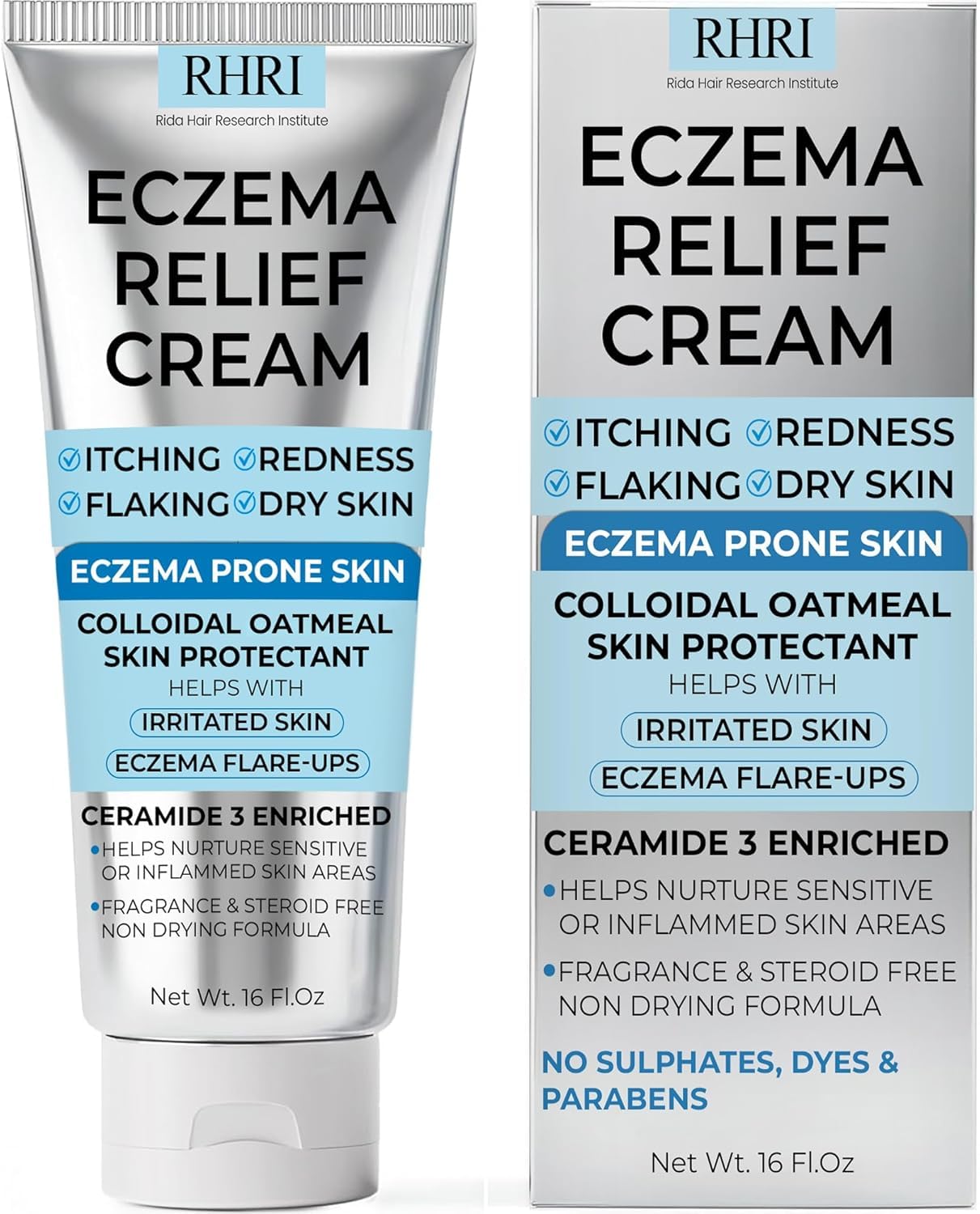 Eczema Relief Cream: Soothing Moisturizer for Sensitive Skin Eczema Cream For Adults with Colloidal Oatmeal | Eczema Treatment for Dry Itchy Skin | Relieves Itching Redness & Flaking | Soothing Moisturizer for Sensitive & Irritated Skin | 16 Fl Oz