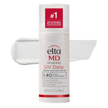EltaMD UV Daily Face Sunscreen with Transparent Zinc Oxide and Hyaluronic Acid, Moisturizes and Protects, Great for Dry, Combination, and Normal Skin