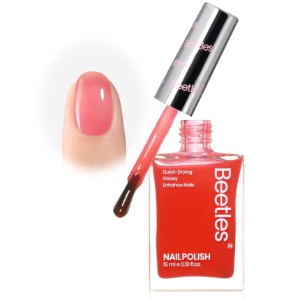 Beetles Nail Polish - Fast Drying Red Finger Nail Polish (15ml) No UV Lamp Needed Nail Lacquer Manicure Diy Nail Art Home Salon Spring Gift for Women
