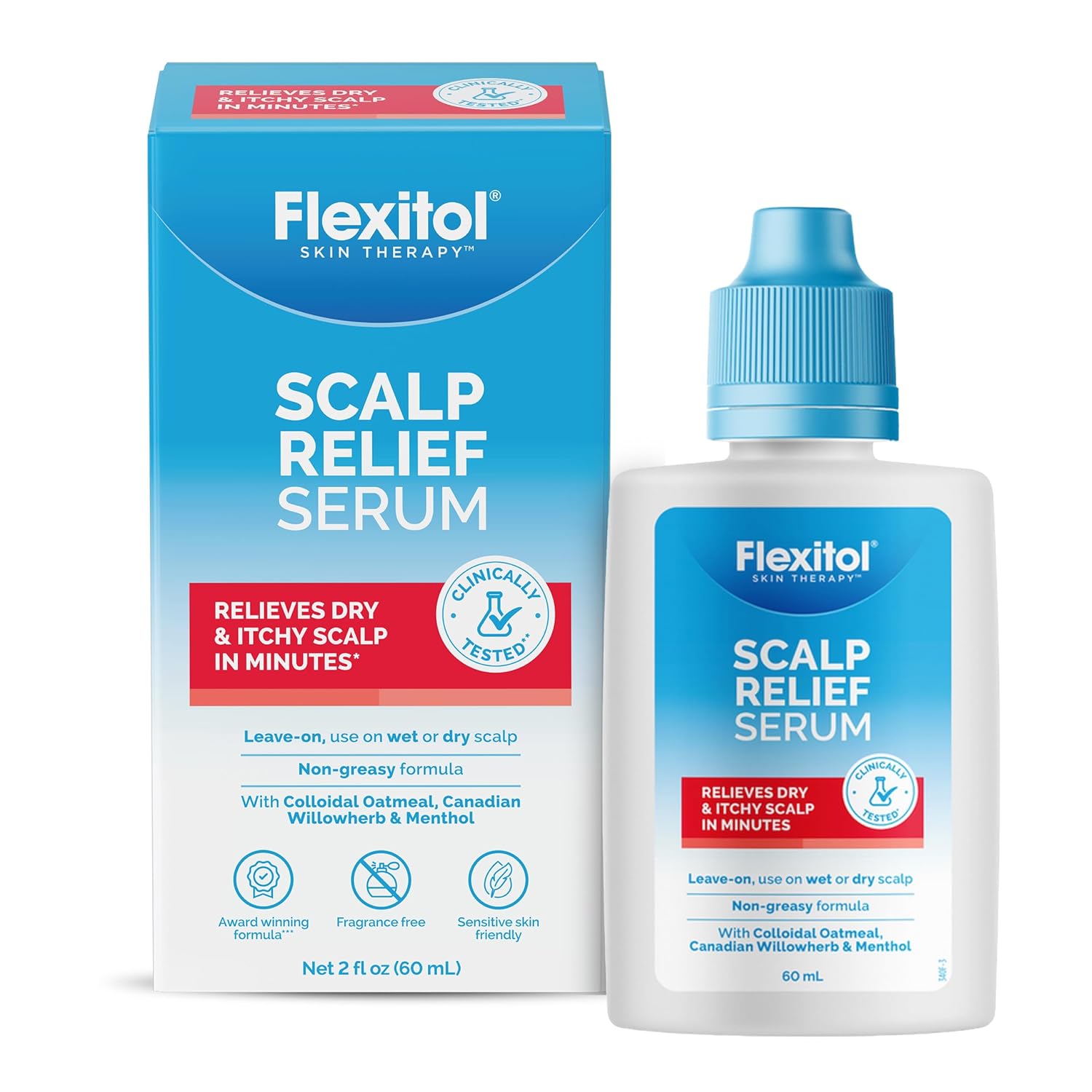 Flexitol Itchy Scalp Relief Serum with 2% Colloidal Oatmeal, 2 Flexitol Scalp Relief Serum for Itchy Scalp with 2% Colloidal Oatmeal, 2 Ounce, FSA Eligible
