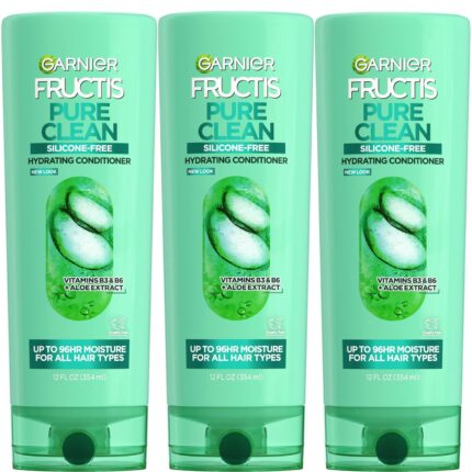 Garnier Fructis Pure Clean Hydrating Conditioner, 12 Fl Oz, 3 Count (Packaging May Vary)