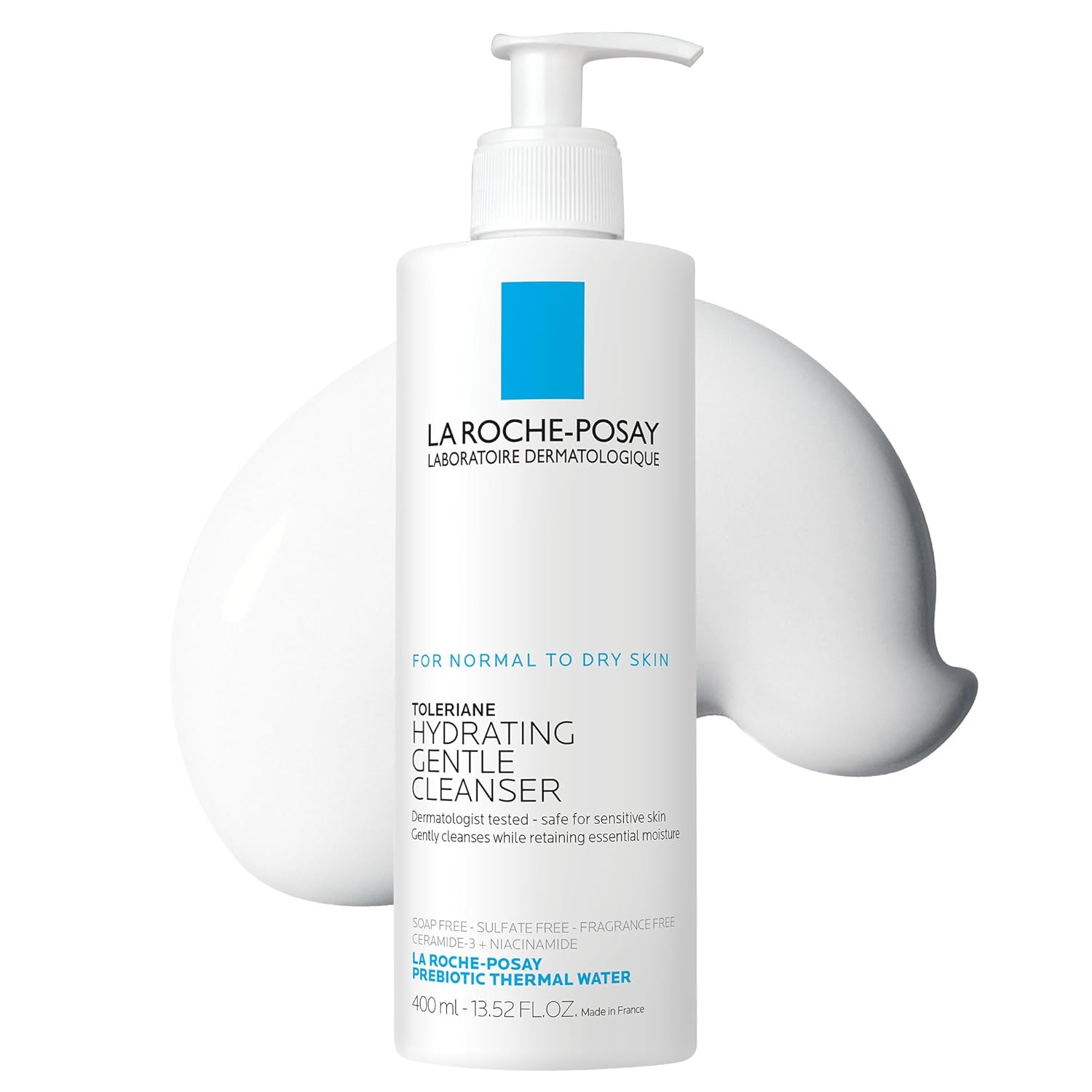 Gentle Niacinamide Facial Cleanser for Sensitive, Dry Skin La Roche-Posay Toleriane Hydrating Gentle Face Cleanser, Hydrating Facial Cleanser With Niacinamide + Ceramides, Daily Face Wash For Dry Skin To Normal Skin, Sensitive Skin Tested, Fragrance Free
