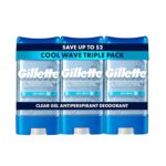 Gillette Antiperspirant and Deodorant for Men, 72hr Sweat & Odor Protection, Long Lasting Freshness, Anti-White Mark Technology, Clear Gel, Cool Wave Scent, 3.8 oz (Pack of 3)