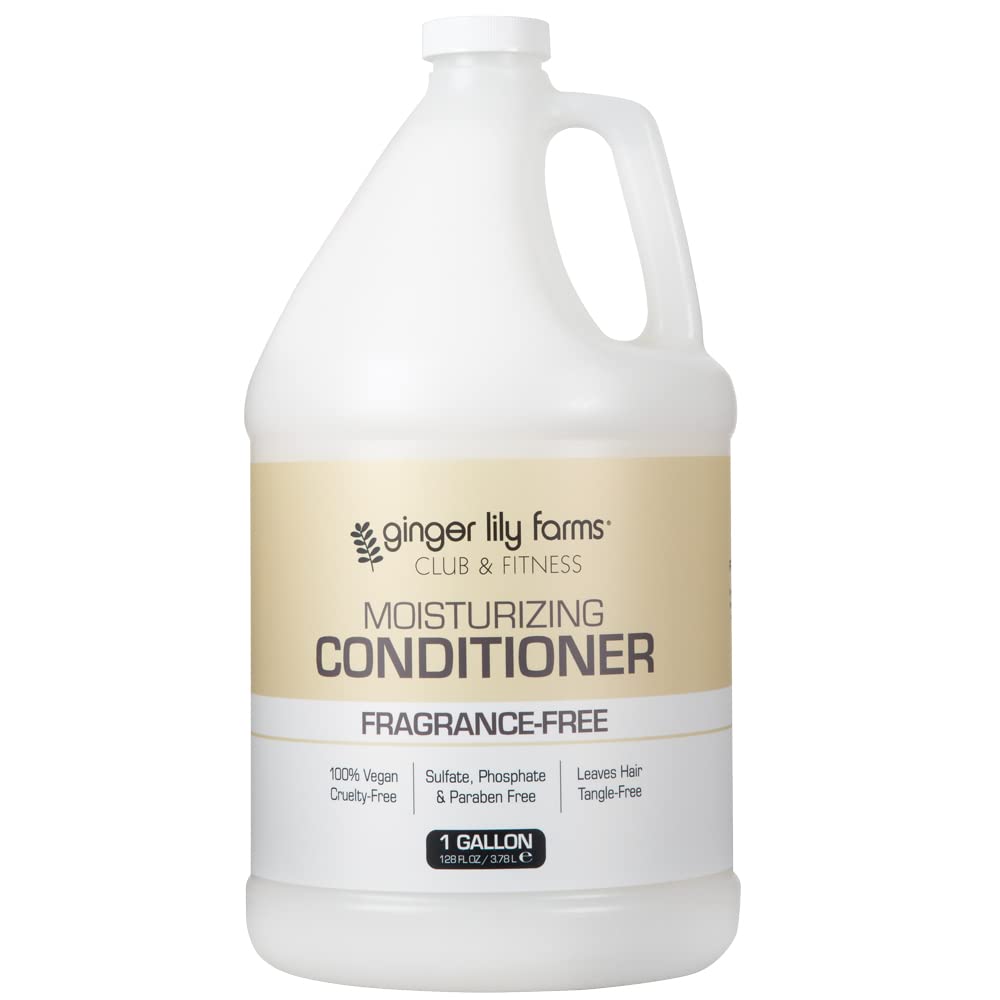 Ginger Lily Farms Vegan Moisturizing Conditioner for Dry Hair, 1 Ginger Lily Farms Club & Fitness Moisturizing Conditioner for Dry Hair, 100% Vegan & Cruelty-Free, Fragrance Free, 1 Gallon (128 fl oz) Refill