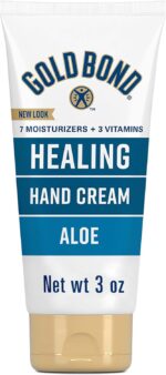 Gold Bond Healing Hand Cream with Aloe, Rich Moisturizer for Dry to Extra Dry Skin, Hydration that Lasts Through Handwashing, Non-Greasy, Dermatologist Tested, Light Scent, 3 Oz On-The-Go Tube