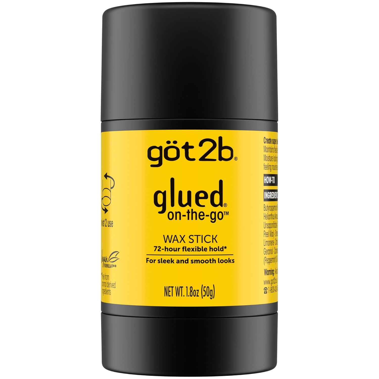 Got2b Glued Wax Stick: Sleek Styles, No Crunch, Frizz Control got2b glued on-the-go wax stick, 1.8oz, sleek and slick styles, style your hair without the crunch, helps control frizz