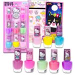 Hello Kitty Nail Polish for Girls - Bundle with 8 Bottles of Scented Water Based Nail Polish Plus Stickers, More | Manicure Set for Kids