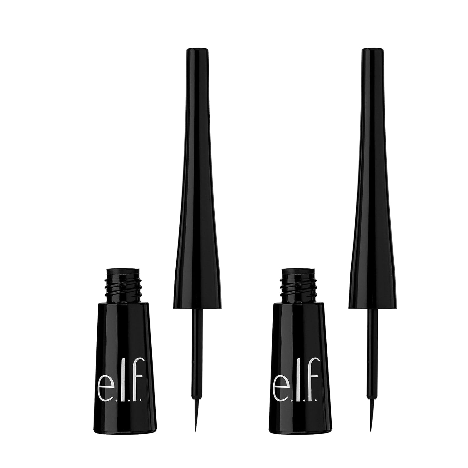 High-Pigmented e.l.f. Liquid Eyeliner, Jet Black, Vegan, Precise. e.l.f. Expert Liquid Liner, High-Pigmented, Extra-Fine Liquid Eyeliner For Precise Definition, Long-Lasting, Vegan & Cruelty-Free, Jet Black, 0.14 oz, 2 count(Pack of 1)