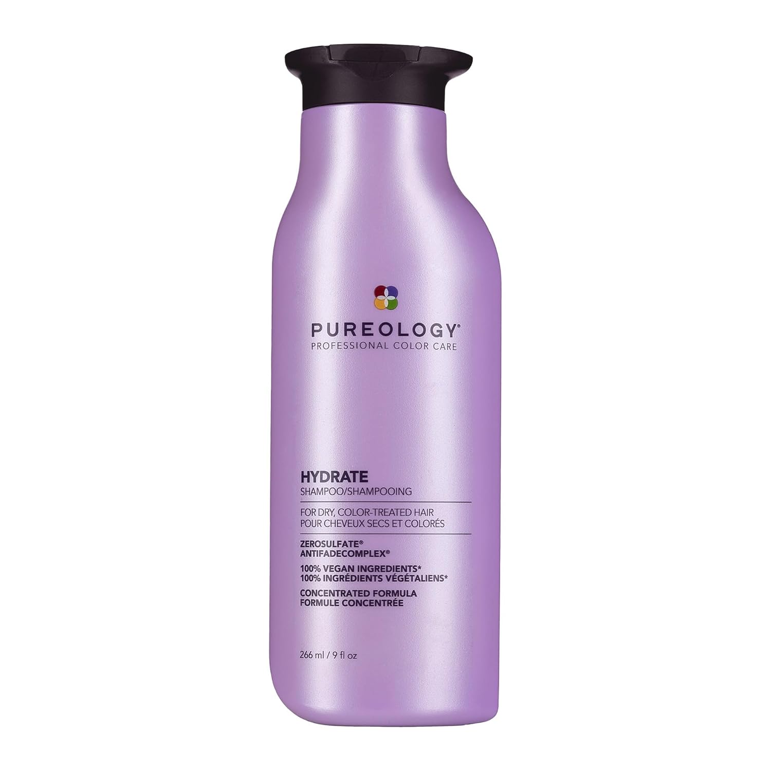 Hydrating Vegan Shampoo for Dry, Color-Treated Hair Pureology Hydrate Shampoo - For Dry or Color Treated Hair, Moisturizing Shampoo For Hydration & Softness, With Rose Extract & Green Tea, Vegan & Sulfate-Free