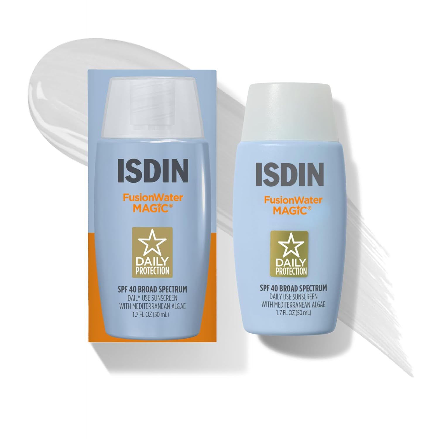 ISDIN Fusion Water SPF 40: Lightweight, Fast-Absorbing Daily Sunscreen. ISDIN Fusion Water MAGIC SPF 40, Lightweight Sunscreen For Face with Hyaluronic Acid and Vitamin E, Ideal for Daily Use, Dermatologist Recommended, Fast Absorbing and Non-Comedogenic